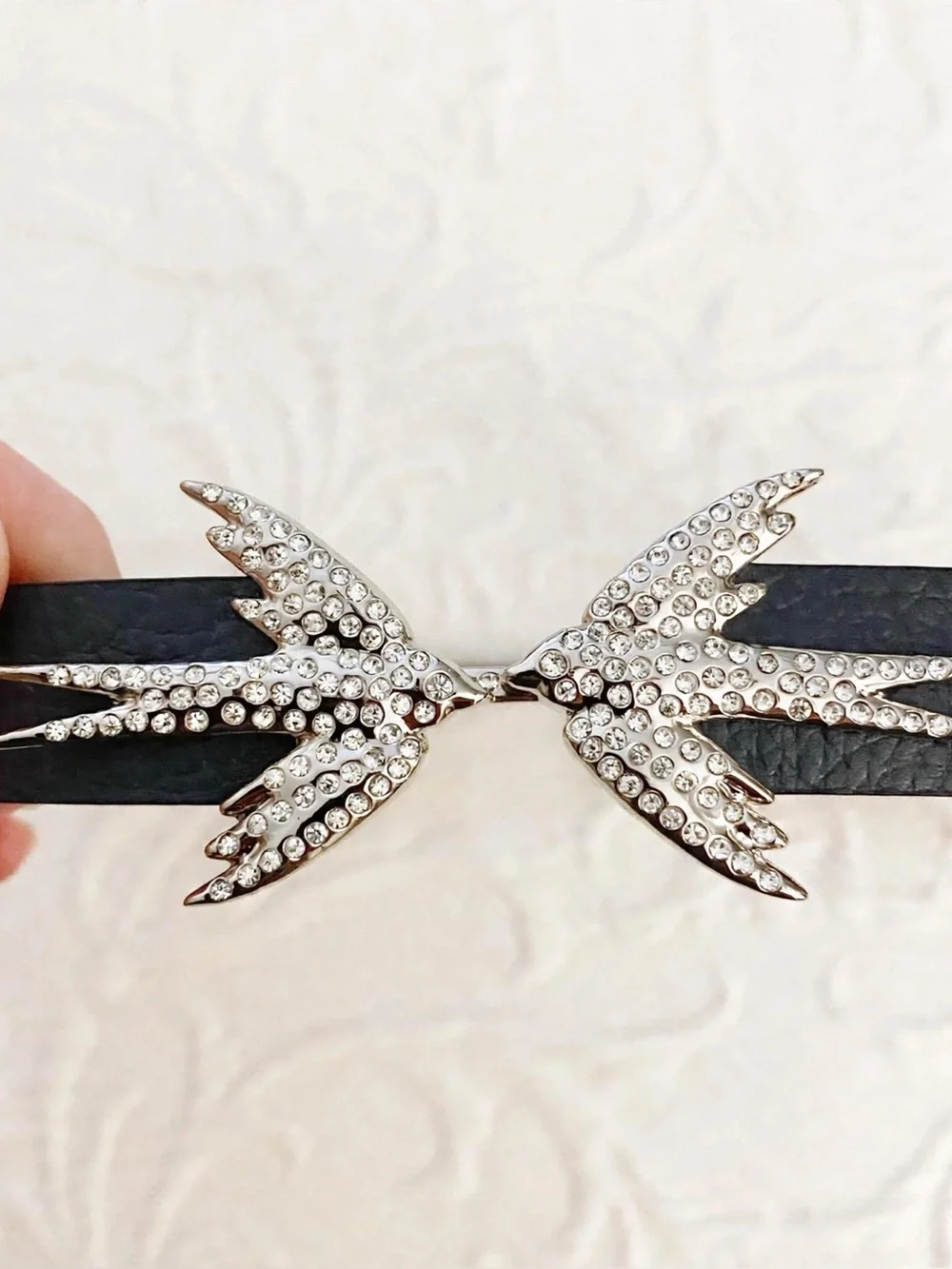 Kate Spade Belt Dark Blue Kissing Birds Leather Size M/L With Gift Box